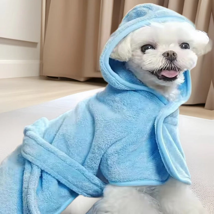 Transform Bath Time with Our Soft Coral Fleece Wearable Pet Bath Towel Robe